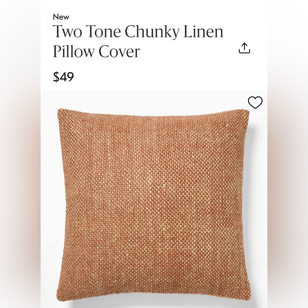 West Elm Burnt Ember Chunky Linen Pillow Cover